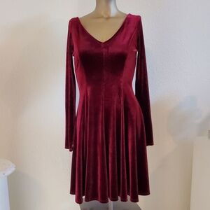 Red velvet knit dress